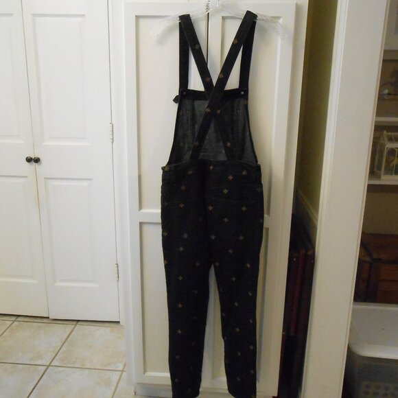 Free People Black Denim With Gold Thread Stars Overalls - Picture 9 of 12
